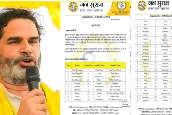 जन सुराज पार्टी ने बिहार विधानसभा चुनाव 2025